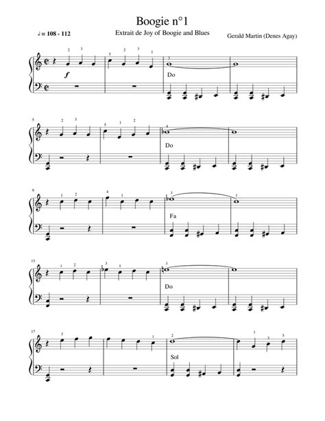 Boogie N°1 Sheet Music For Piano Solo