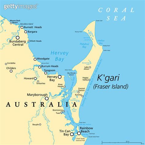 K Gari Formerly Fraser Island Political Map Worlds Largest Sand