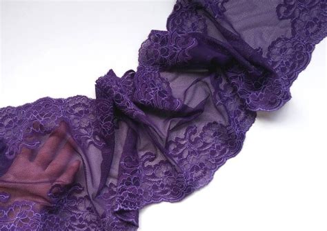 Purple Stretch Lace Wide Floral Lingerie Bra Making Laсe Trim Width 8