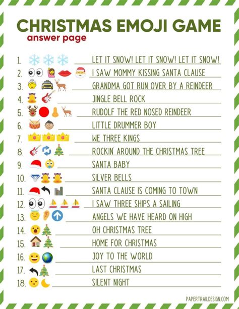 Christmas Songs Printable Emoji Quiz With Answers Christmas