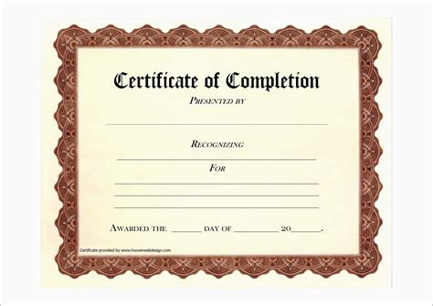 Certificate Of Completion Template Free Printable - Free Printable