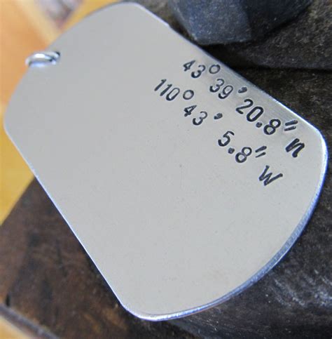 Personalized Dog Tag Coordinates Necklace Hand Stamped GPS | Etsy