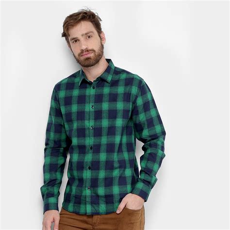 Camisa Forum Manga Longa Flanelada Xadrez Masculina Compre Agora