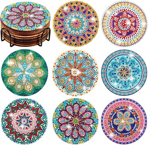 Amazon Tessco 8 Pcs Diamond Painting Coasters DIY Coasters With