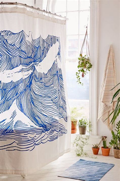 Urban Outfitters Kym Fulmer Crashing Waves Shower Curtain Trendy