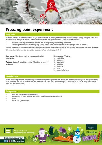 Freezing point experiment | Teaching Resources