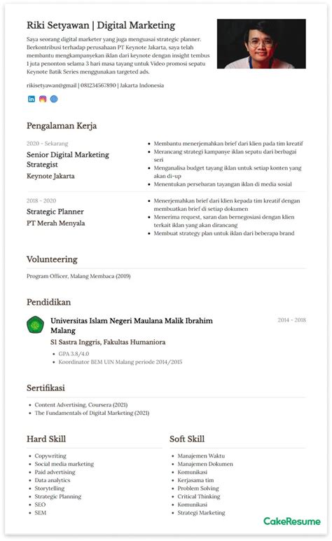 20 Contoh CV Bahasa Indonesia Yang Menarik HRD Dan ATS Friendly Cake