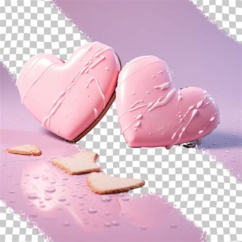 Galletas Rosadas En Forma De Coraz N Sobre Una Mesa Con Un Reflejo De