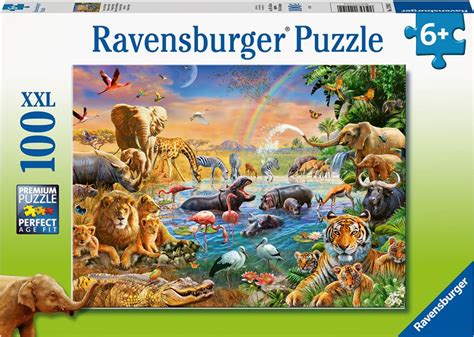 Ravensburger XXL Puslespill 100 Brikker Ville Dyr Ved Vannhullet