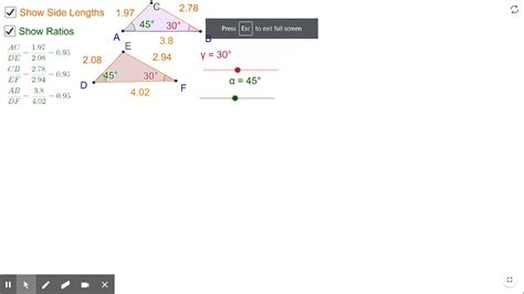 Geogebra Triangle Similarity Shortcuts In Class Instructions Youtube