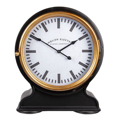 Clayre & Eef Staande klok 42x52 cm Zwart Metaal Rond Klok op Voet ...
