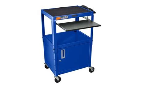 Buy Luxor Adjustable Height Blue Steel Av Cart With Pullout Keyboard