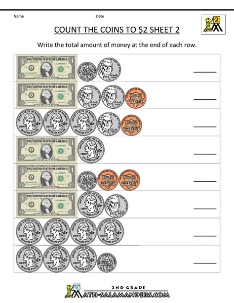 2nd Grade Counting Money Worksheets