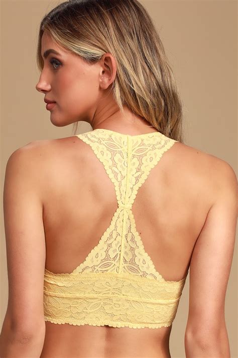 Free People Galloon Racerback Yellow Bralette Lace Bralette Lulus