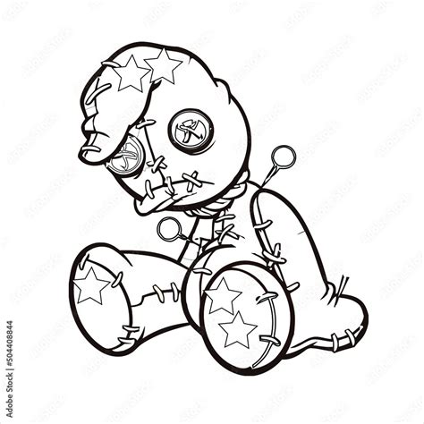 Voodoo Doll Teddy Bear Coloring Page Voodoo Vector Illustration Rag