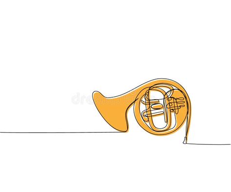 Continuous Line Drawing French Horn Stock Illustrations Continuous