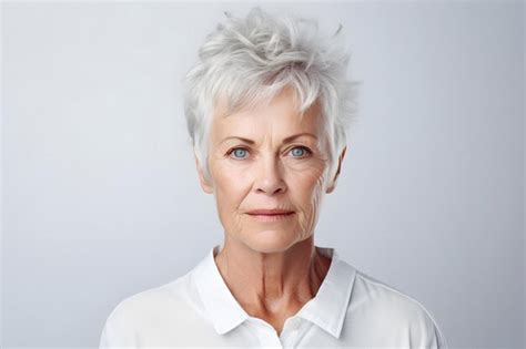 Premium Photo Portrait Of Senior Grayhaired Caucasian Woman On White