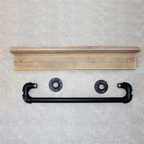 Mbqq Industrial Pipe Shelf Rustic Wall Shelf With Towel Bar