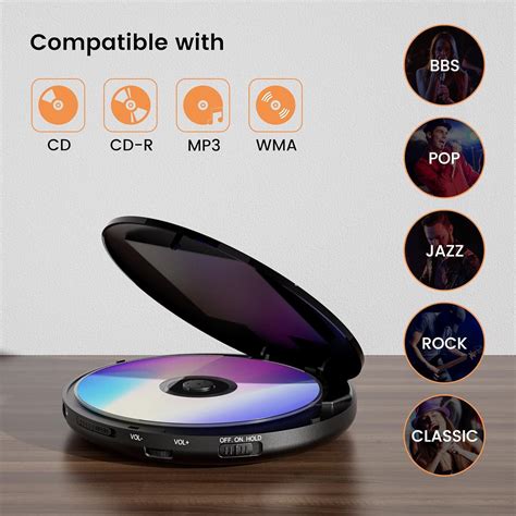 Portable Cd Player With Headphone Hernido Rechargeable Cd Player For