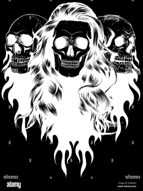 White Silhouette Of Burn Skulls Head Design Vector Illustration On