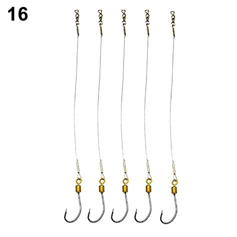 Naierhg Pcs Anti Bite Stainless Steel Wire Leader Fishing Rigs Hooks