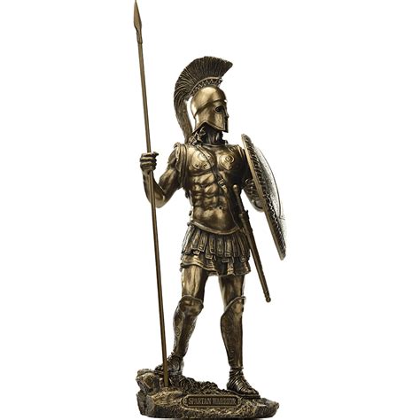 Spartan Warrior With Spear And Hoplite Shield Statue Wu 1118