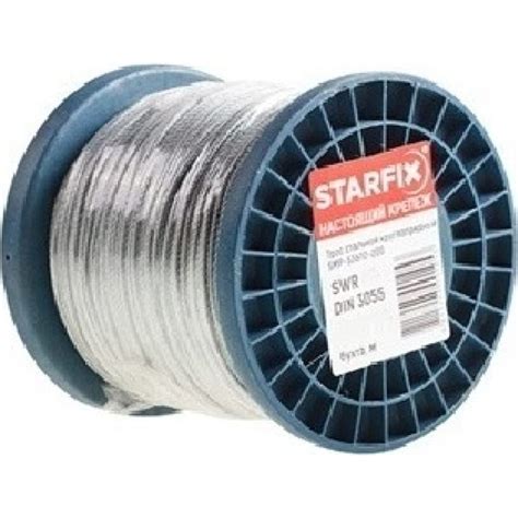 Стальной трос STARFIX ПВХ, М10(8), DIN 3055, бухта 100 м SMP-54490-100 ...