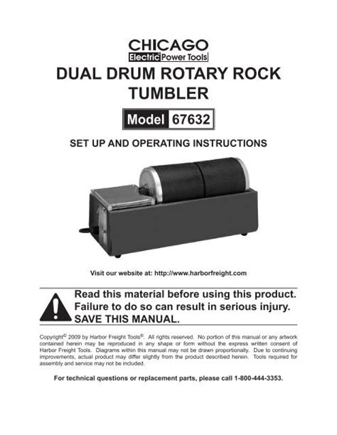 Chicago Electric Rock Tumbler Parts Manual