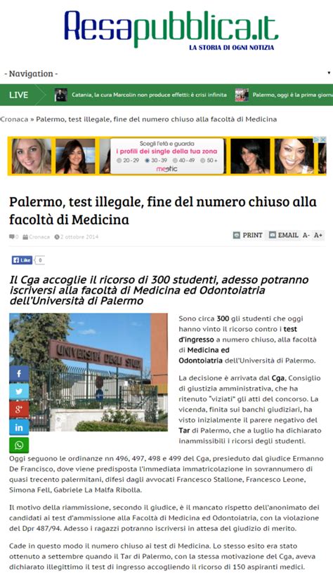 Palermo test illegale fine del numero chiuso alla facoltà di Medicina