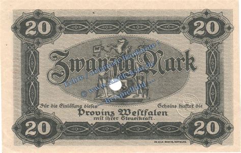 Großnotgeld Inflation De 20 Mk Münster Banknote 20 Mark Schein in kfr