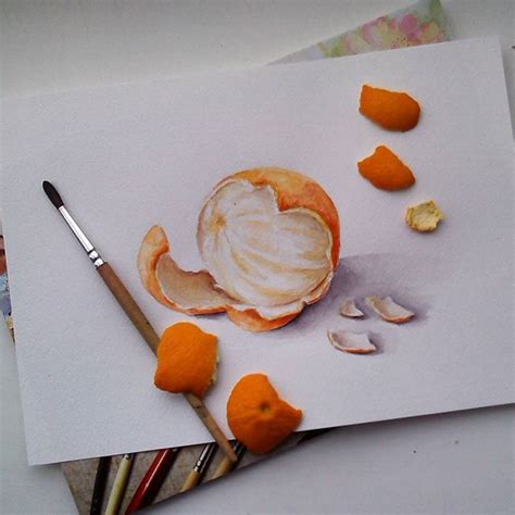 Быстрый апельсин с натуры. Не порисуешь - не поешь) #акварель # ...