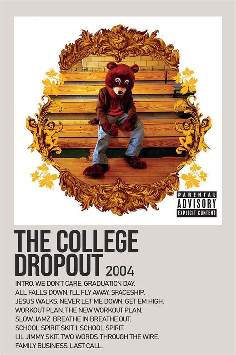 The College Dropout By Kanye West Minimalist Album Poster Music Album