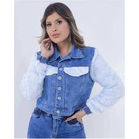 Jaqueta Jeans De Pelinho Sal E Pimenta Original Shopee Brasil