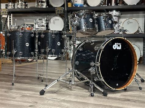 Dw Collectors Maple Mahogany 5pc Drum Set Gun Metal Sparkle Reverb