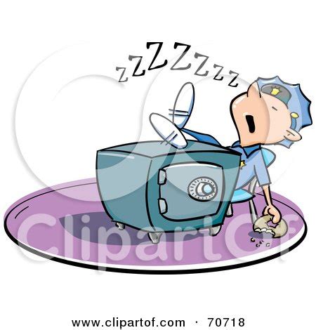 Royalty-Free (RF) Clipart Illustration of a Security Guard Sleeping ...