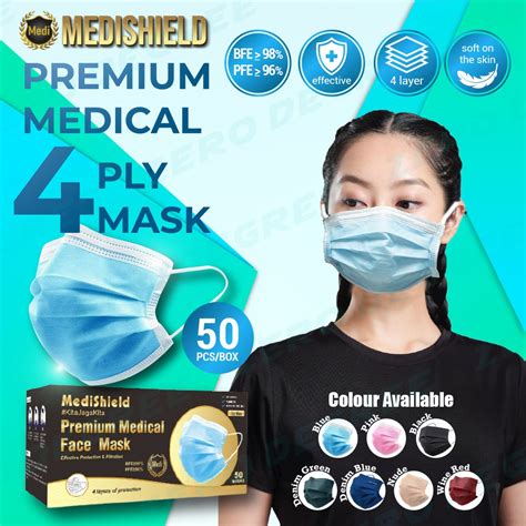 Medishield 50pcs 4ply Hijab Mask 3ply Face Mask Headloop Non Medical