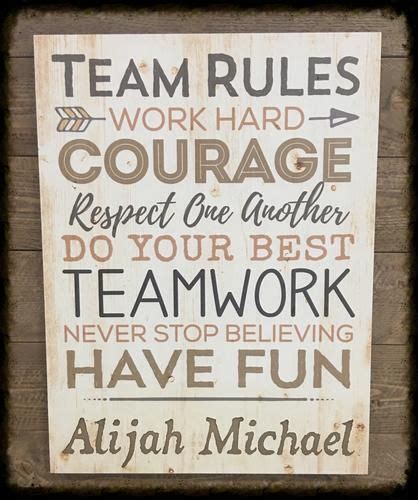 Team Rules engraved sign | Personalized signs, Engraved sign, Engraved ...