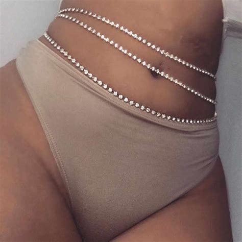 Hot Sale Sexy Rhinestone Waist Body Chain Silver Party Belly Body Chain Nightclub Waist Belly