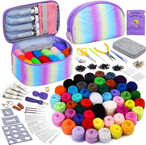 Amazon Mayboos Needle Felting Kit 50 Colors Wool Roving Set