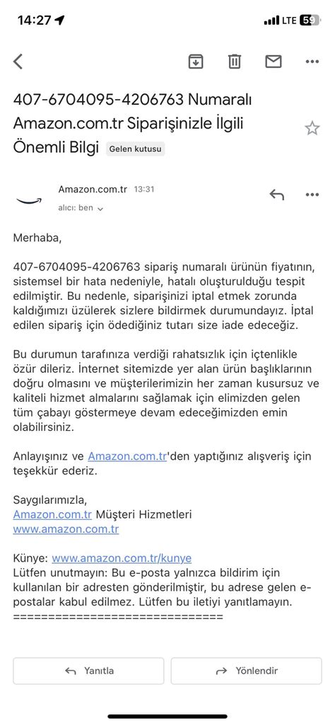 Amazon Ürün Haber Vermeden İptal Ettiler Şikayetvar