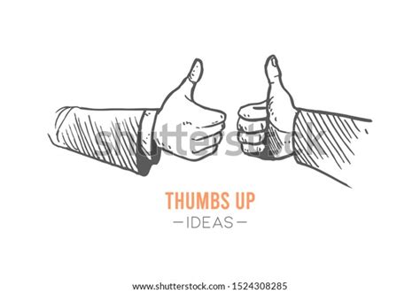 Hand Drawn Two Hands Giving Thumbs Stock Vector Royalty Free