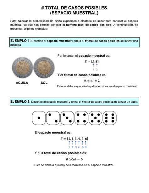 Total De Casos Posibles Espacio Muestral Total De Casos