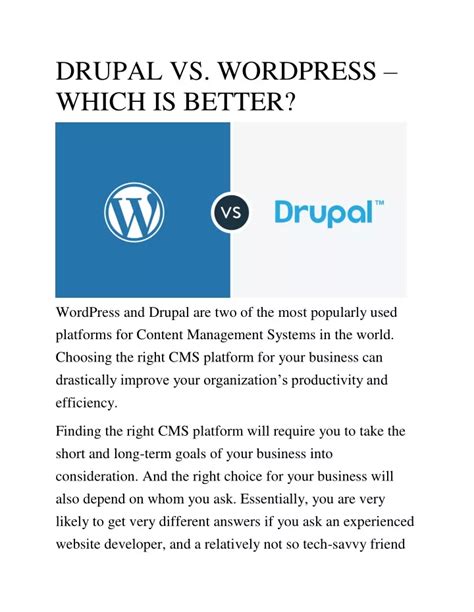 PPT DRUPAL VS WORDPRESS WHICH IS BETTER PowerPoint Presentation