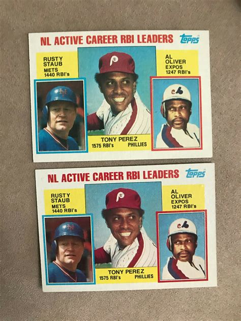 Topps Baseball Card Rbi Leaders Tony Perez Al Oliver Rusty