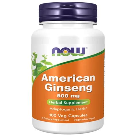 Now Foods American Ginseng 500 Mg 100 Veggie Capsules Herbal Supplement