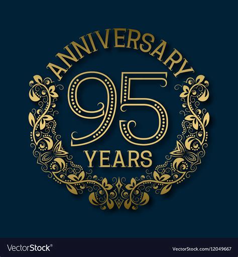 Golden Emblem Of Ninety Fifth Years Anniversary Vector Image