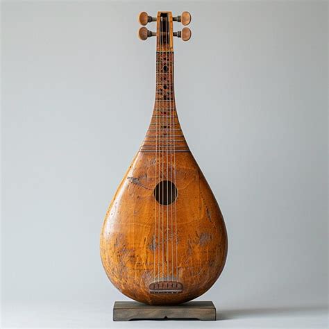 A stringed instrument on a table Realistic pictures | Premium AI ...