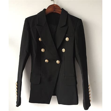 Womens Gold Buttons Double Breasted Blazer