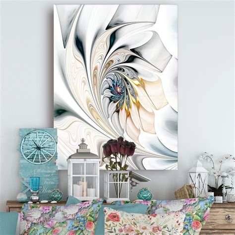 White Stained Glass Floral Canvas Art Floral Wall Art Canvas Art