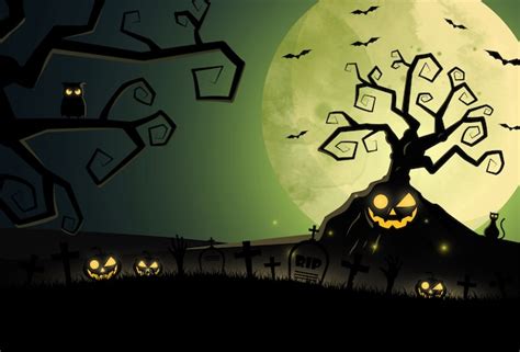 Premium Vector | Cartoon halloween with graveyard and house